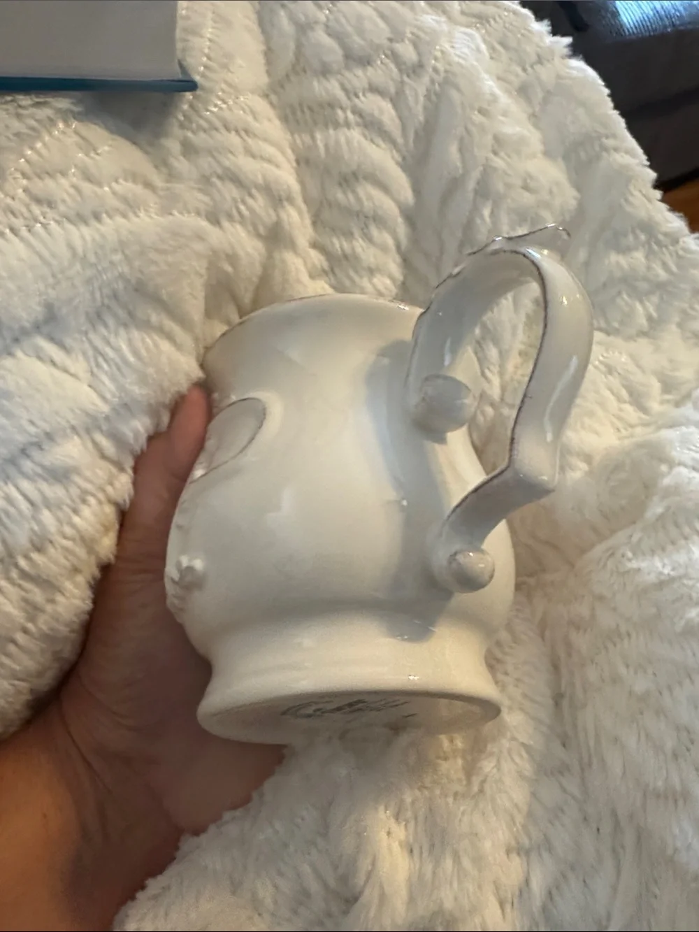 Pier 1 White Distressed Ceramic Monogram 'P' Mug